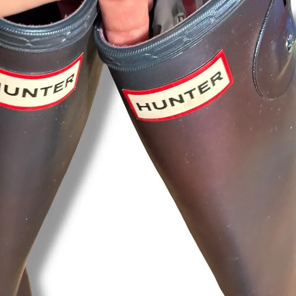 Hunter Original Tall Gloss Rain Boots Purple Iridescent Waterproof Wellies 5